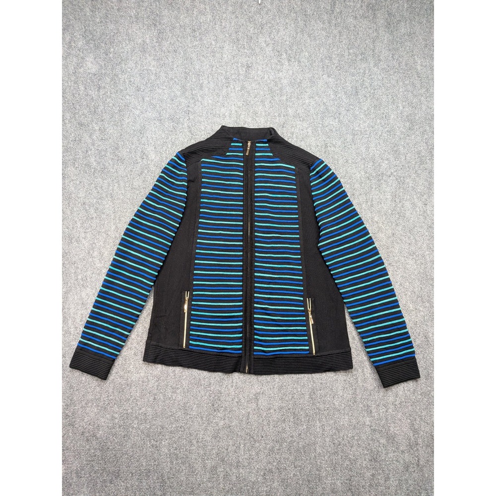 Exclusively MISOOK XL Striped Knit Jacket Womens Career Casual Artsy‎ Boho Zip